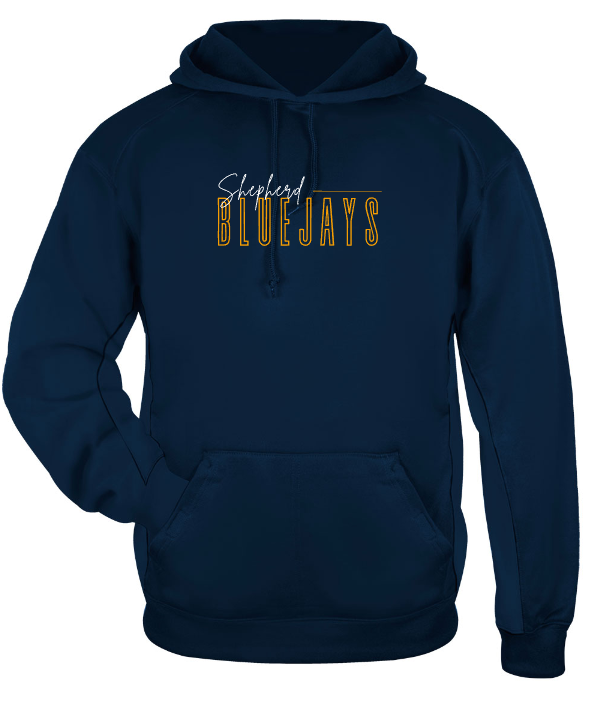 Shepherd Football Spirit Gear - 2026 - Adult Poly Hooded Sweatshirt - Badger Sport Performance Fleece Hood