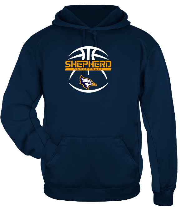 Shepherd Basketball Gear - 2024 - Adult Poly Hooded Sweatshirt - Badger Sport Performance Fleece Hood