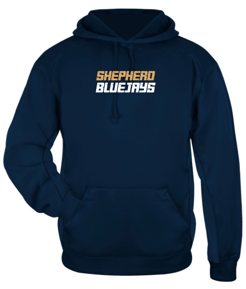 Shepherd Football Spirit Gear - 2026 - Adult Poly Hooded Sweatshirt - Badger Sport Performance Fleece Hood