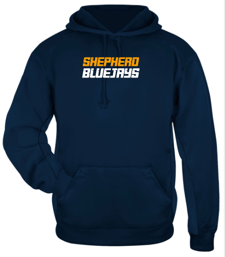 Shepherd Football Spirit Gear - 2026 - Adult Poly Hooded Sweatshirt - Badger Sport Performance Fleece Hood