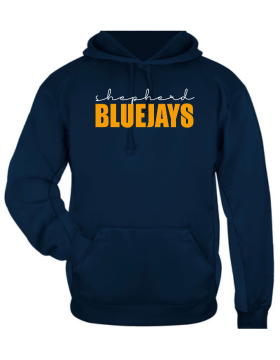 Shepherd Football Spirit Gear - 2024 - Adult Poly Hooded Sweatshirt - Badger Sport Performance Fleece Hood