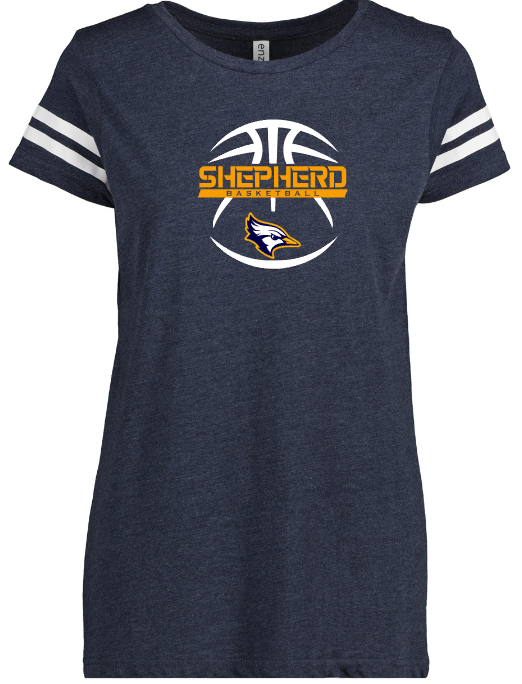 Shepherd Basketball Gear - 2024 -  Ladies Tee - Enza Ladies Jersey Football Tee - 4.5oz