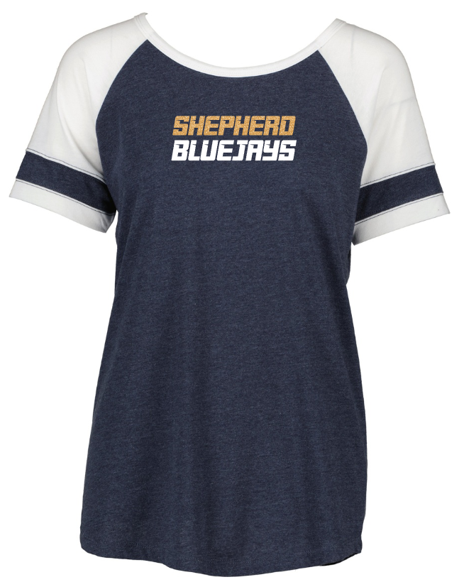 Shepherd Football Spirit Gear - 2026 - Ladies Tee - Enza Ladies Jersey Colorblock Tee - 4.5oz