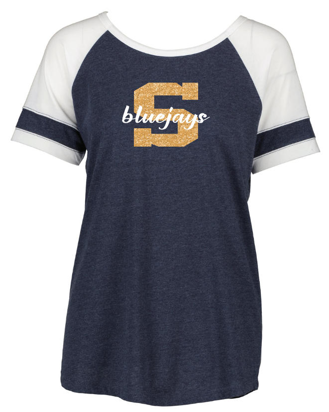 Shepherd Football Spirit Gear - 2026 - Ladies Tee - Enza Ladies Jersey Colorblock Tee - 4.5oz