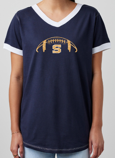 Shepherd Football Gear - 2025 -  Ladies Tee - Enza Ladies V-Neck Ringer Tee - 4.5oz