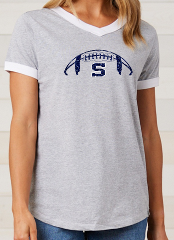 Shepherd Football Gear - 2025 -  Ladies Tee - Enza Ladies V-Neck Ringer Tee - 4.5oz