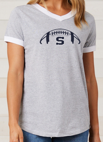 Shepherd Football Gear - 2025 -  Ladies Tee - Enza Ladies V-Neck Ringer Tee - 4.5oz