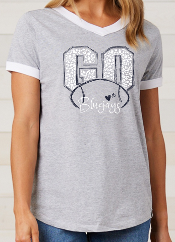 Shepherd Football Gear - 2025 -  Ladies Tee - Enza Ladies V-Neck Ringer Tee - 4.5oz