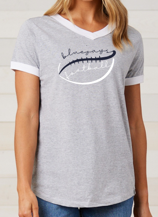 Shepherd Football Gear - 2026 -  Ladies Tee - Enza Ladies V-Neck Ringer Tee - 4.5oz