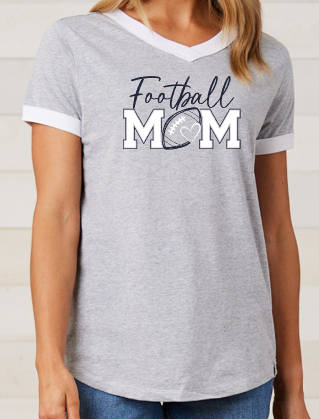 Shepherd Football Mom Gear - 2026 -  Ladies Tee - Enza Ladies V-Neck Ringer Tee - 4.5oz