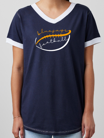 Shepherd Football Gear - 2026 -  Ladies Tee - Enza Ladies V-Neck Ringer Tee - 4.5oz