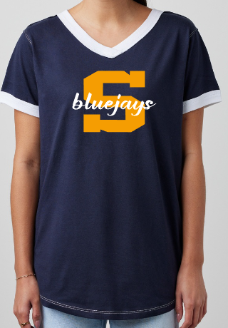 Shepherd Football Spirit Gear - 2026 - Ladies Tee - Enza Ladies V-Neck Ringer Tee - 4.5oz