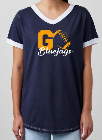 Shepherd Football Spirit Gear - 2026 - Ladies Tee - Enza Ladies V-Neck Ringer Tee - 4.5oz