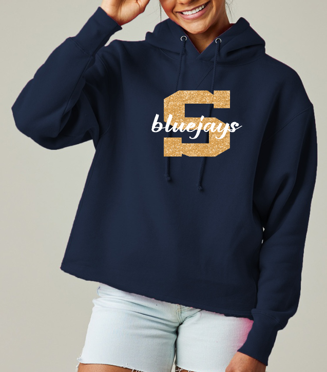 Shepherd Football Spirit Gear GLITTER - 2026 -  Ladies Hooded Sweatshirt - Enza Ladies Heavyweight Boxy Pullover Hood