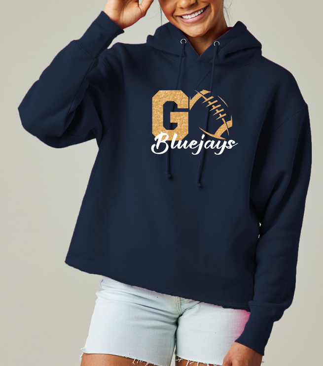 Shepherd Football Spirit Gear GLITTER - 2026 -  Ladies Hooded Sweatshirt - Enza Ladies Heavyweight Boxy Pullover Hood