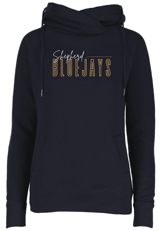 Shepherd Football Spirit Gear - 2026 - Ladies Hooded Sweatshirt - Enza Ladies Classic Fleece Funnel Neck Pullover Hood - 9oz
