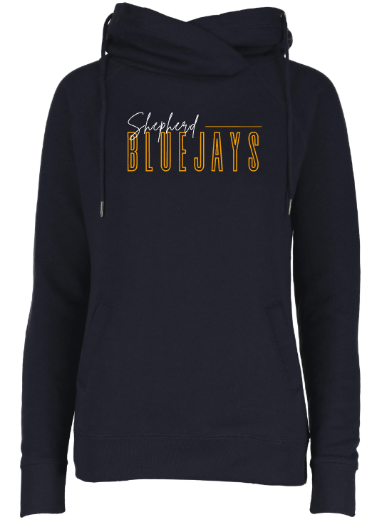 Shepherd Football Spirit Gear - 2026 - Ladies Hooded Sweatshirt - Enza Ladies Classic Fleece Funnel Neck Pullover Hood - 9oz
