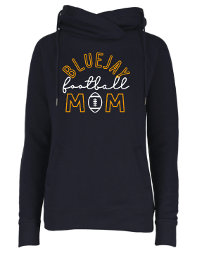 Shepherd Football Mom Gear - 2024 -  Ladies Hooded Sweatshirt - Enza Ladies Classic Fleece Funnel Neck Pullover Hood - 9oz