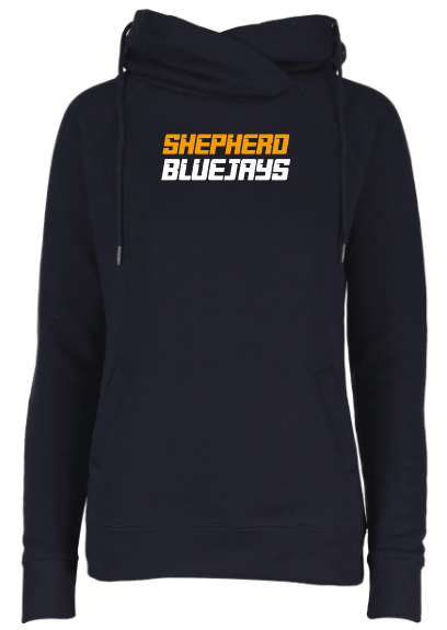 Shepherd Football Spirit Gear - 2026 - Ladies Hooded Sweatshirt - Enza Ladies Classic Fleece Funnel Neck Pullover Hood - 9oz