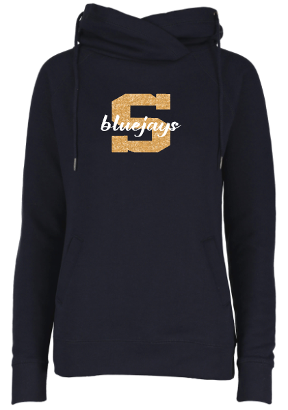 Shepherd Football Spirit Gear - 2026 - Ladies Hooded Sweatshirt - Enza Ladies Classic Fleece Funnel Neck Pullover Hood - 9oz