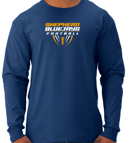 Shepherd Football Gear - 2026 -  Adult Unisex Long Sleeve Tee - Jerzees Dri-Power Unisex Long Sleeve T-Shirt - 5.4oz