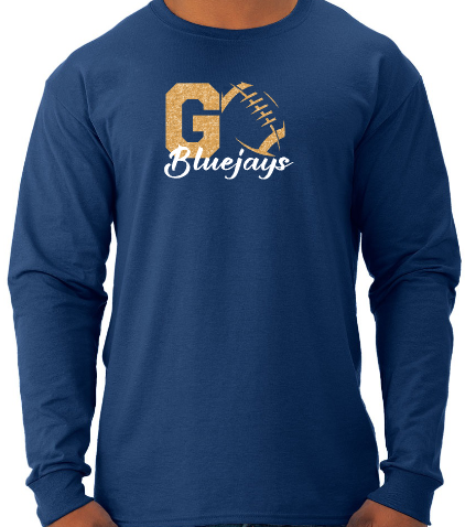 Shepherd Football Spirit Gear GLITTER - 2026 - Adult Unisex Long Sleeve Tee - Jerzees Dri-Power Unisex Long Sleeve T-Shirt - 5.4oz