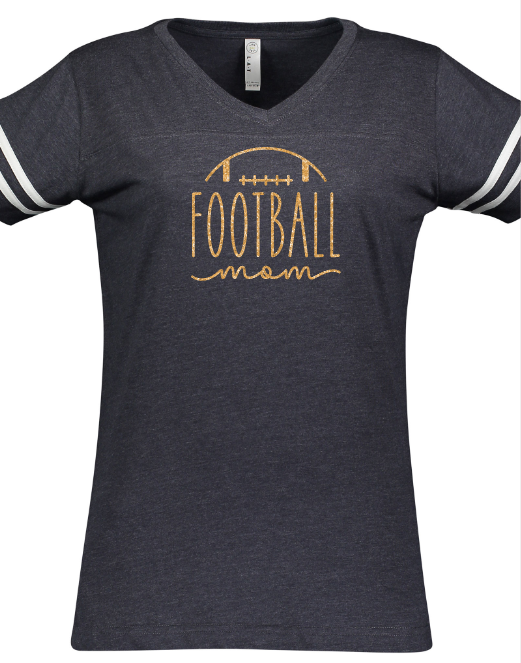 Shepherd Football Mom Gear - 2023 -  Ladies Tee - LAT Apparel Ladies' V-Neck Football Tee - 4.5oz