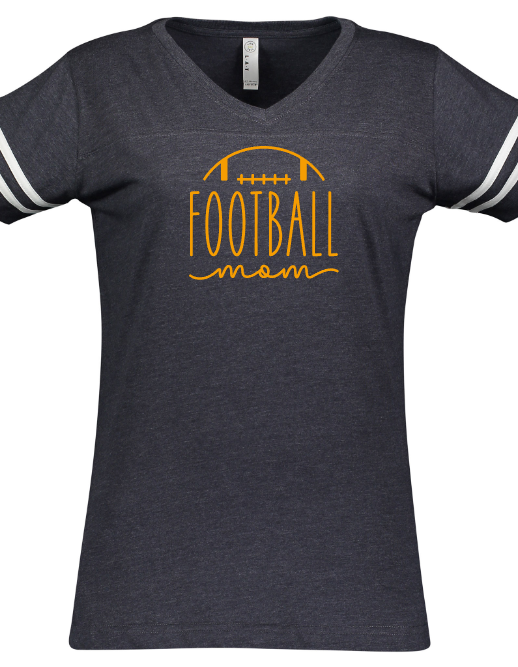 Shepherd Football Mom Gear - 2023 -  Ladies Tee - LAT Apparel Ladies' V-Neck Football Tee - 4.5oz