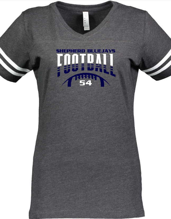 Shepherd Football Gear - 2023 -  Ladies Tee - LAT Apparel Ladies' V-Neck Football Tee - 4.5oz