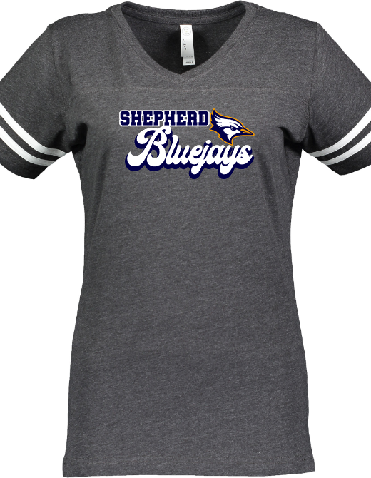 Shepherd Football Spirit Gear - 2023 - Ladies Tee - LAT Apparel Ladies' V-Neck Football Tee - 4.5oz
