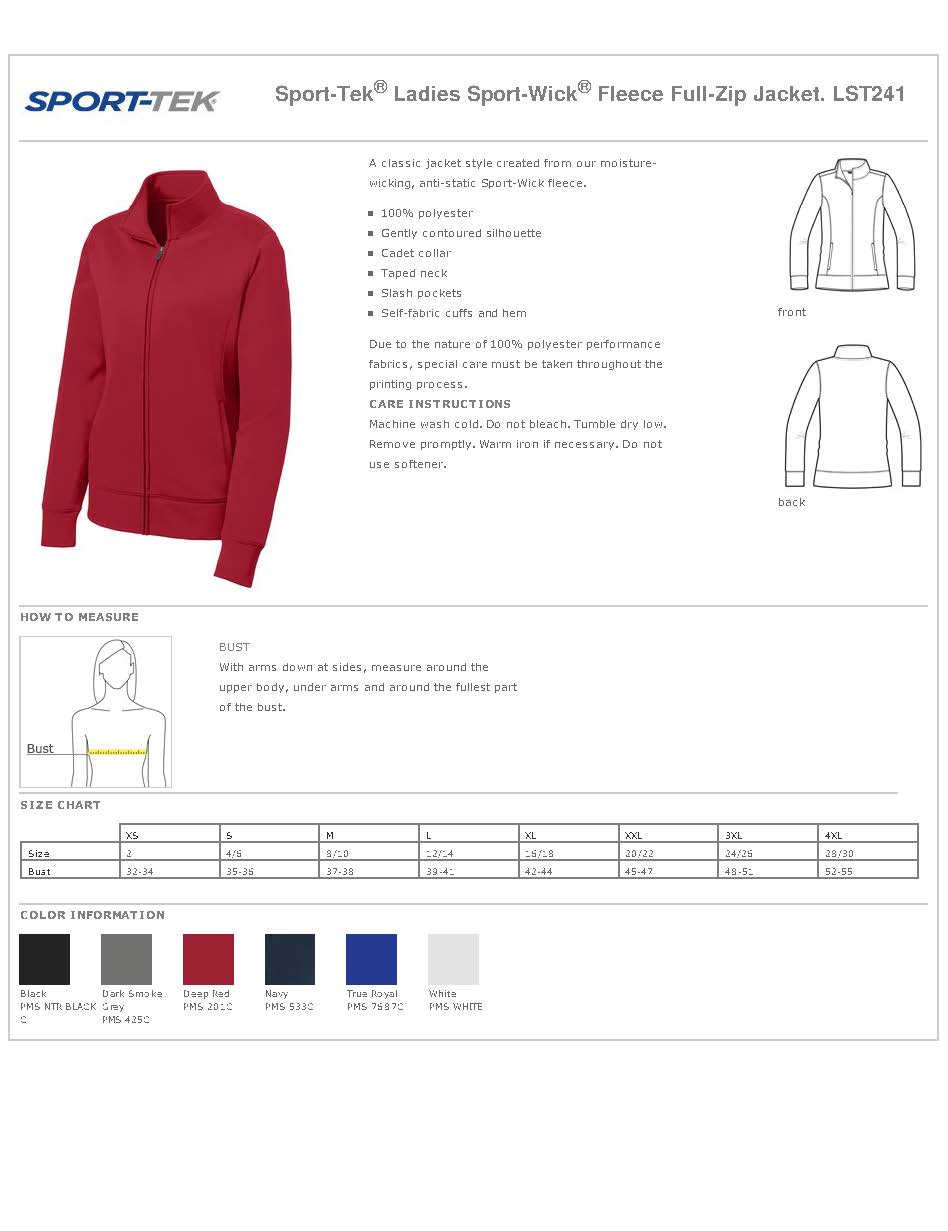 Mt. Pleasant Area Hockey - Ladies Full-Zip Jacket - Sport-Tek Sport-Wick Fleece Full-Zip Jacket [EMBROIDERED]