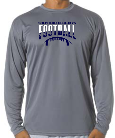 Shepherd Football Gear - 2023 -  Youth Performance Long Sleeve Tee - A4 Youth Cooling Performance Long Sleeve Crew Tee - 4oz