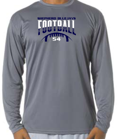 Shepherd Football Gear - 2023 -  Youth Performance Long Sleeve Tee - A4 Youth Cooling Performance Long Sleeve Crew Tee - 4oz