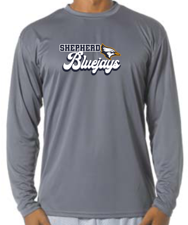 Shepherd Football Spirit Gear - 2023 - Youth Performance Long Sleeve Tee - A4 Youth Cooling Performance Long Sleeve Crew Tee - 4oz