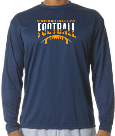Shepherd Football Gear - 2023 -  Adult Performance Long Sleeve Tee - A4 Cooling Performance Long Sleeve Crew Tee - 4oz