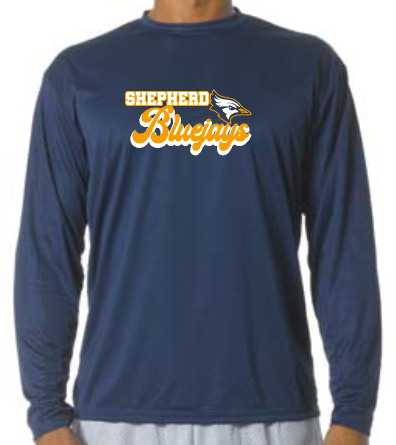 Shepherd Football Spirit Gear - 2023 - Youth Performance Long Sleeve Tee - A4 Youth Cooling Performance Long Sleeve Crew Tee - 4oz