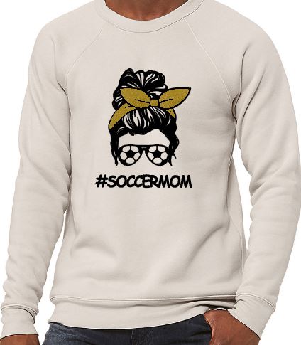 #SoccerMom - Adult Crew Neck Sweatshirt - Bella Canvas Unisex Sponge Fleece Raglan Sweatshirt