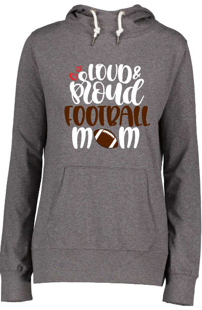 Shepherd Football Loud Proud Mom Gear - 2022 - Ladies Lightweight Hoodie - Enza Ladies Funnel Neck Hooded Tee - 5.6 oz