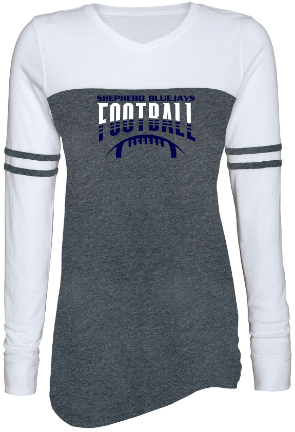 Shepherd Football Gear - 2023 -  Ladies Long Sleeve Tee - Enza Ladies Triblend Varsity Long Sleeve Tee - 4oz