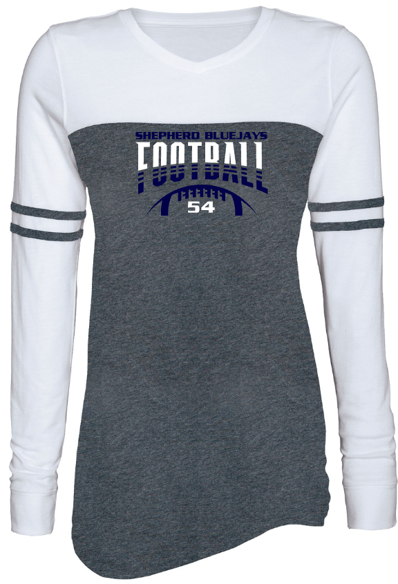 Shepherd Football Gear - 2023 -  Ladies Long Sleeve Tee - Enza Ladies Triblend Varsity Long Sleeve Tee - 4oz