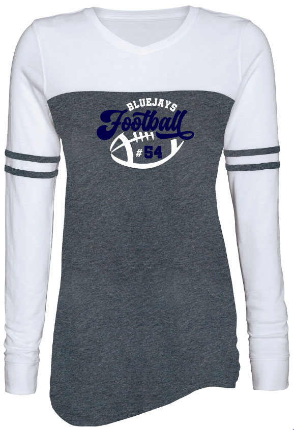Shepherd Football Gear - 2023 -  Ladies Long Sleeve Tee - Enza Ladies Triblend Varsity Long Sleeve Tee - 4oz