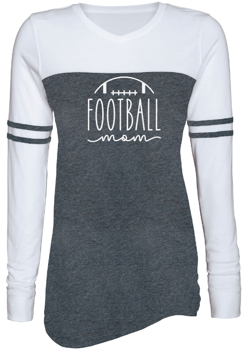 Shepherd Football Mom Gear - 2023 -  Ladies Long Sleeve Tee - Enza Ladies Triblend Varsity Long Sleeve Tee