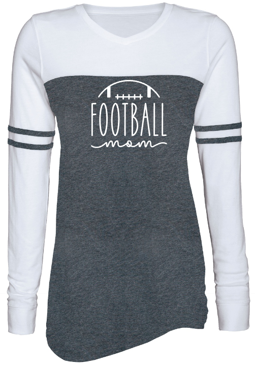 Shepherd Football Mom Gear - 2023 -  Ladies Long Sleeve Tee - Enza Ladies Triblend Varsity Long Sleeve Tee