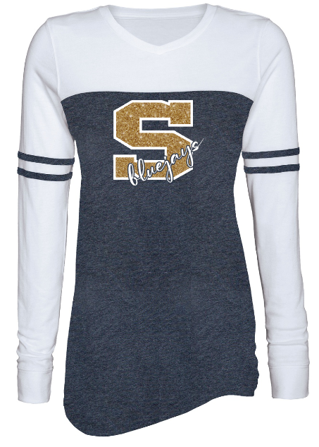 Shepherd Football Spirit Gear - 2022 - Ladies Long Sleeve Varsity Tee - Enza - 4.0 oz