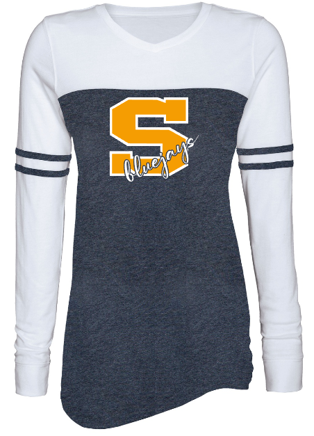 Shepherd Football Spirit Gear - 2022 - Ladies Long Sleeve Varsity Tee - Enza - 4.0 oz