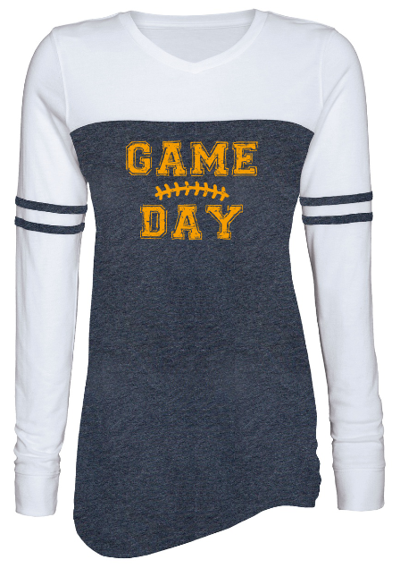 Shepherd Football Spirit Gear - 2022 - Ladies Long Sleeve Varsity Tee - Enza - 4.0 oz
