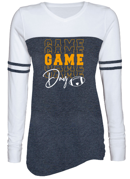Shepherd Football Spirit Gear - 2022 - Ladies Long Sleeve Varsity Tee - Enza - 4.0 oz