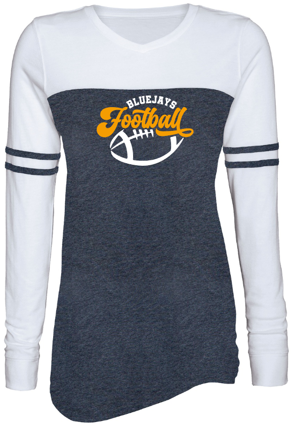 Shepherd Football Gear - 2023 -  Ladies Long Sleeve Tee - Enza Ladies Triblend Varsity Long Sleeve Tee - 4oz
