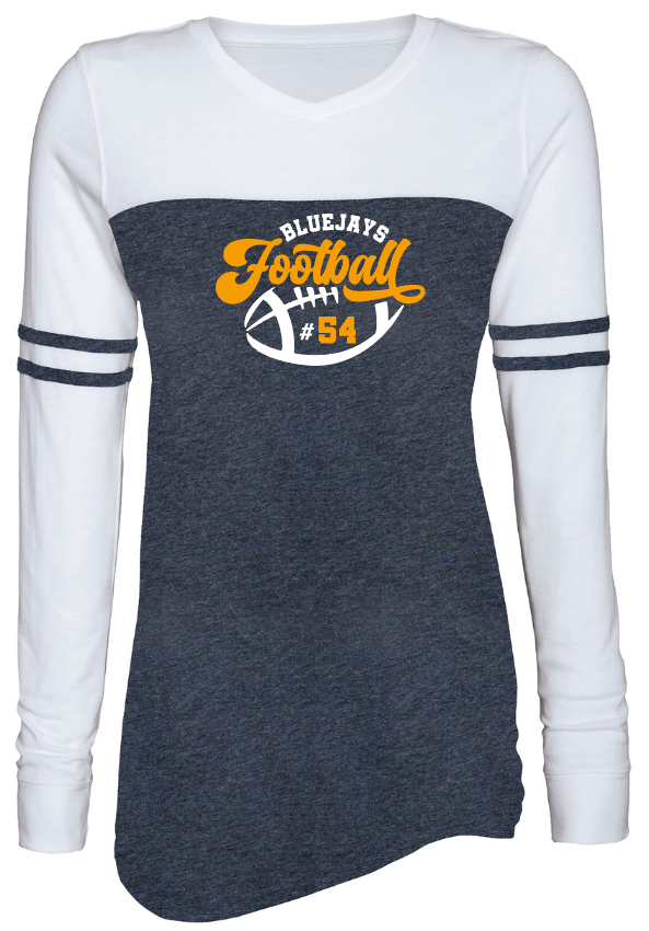 Shepherd Football Gear - 2023 -  Ladies Long Sleeve Tee - Enza Ladies Triblend Varsity Long Sleeve Tee - 4oz