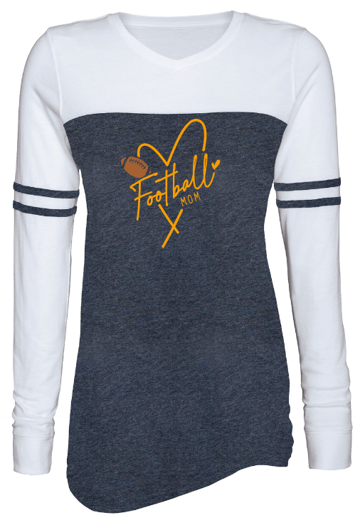 Shepherd Football Family Gear - 2023 -  Ladies Long Sleeve Tee - Enza Ladies Triblend Varsity Long Sleeve Tee